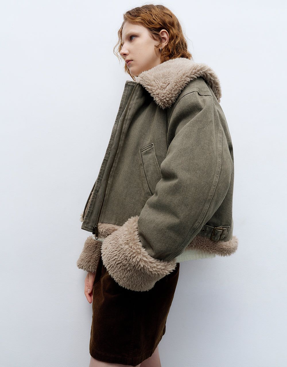 Zipper Front Furry Denim Jacket sold by Urban Revivo product image thumbnail 3