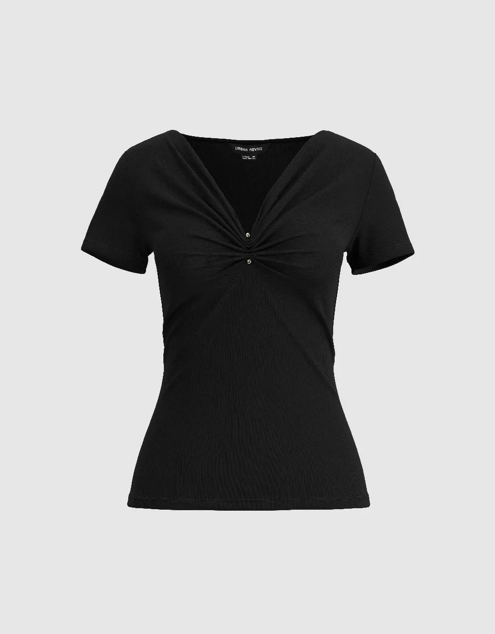 Ruched V-Neck Skinny T-Shirt sold by Urban Revivo product image thumbnail 2