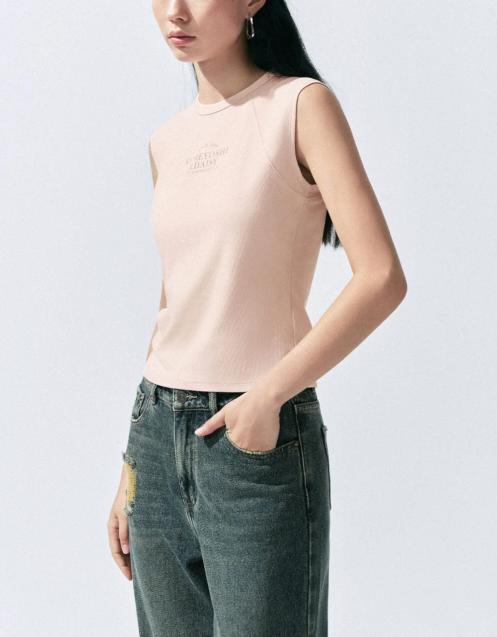 Crew Neck Knitted Tank Top sold by Urban Revivo product image thumbnail 3