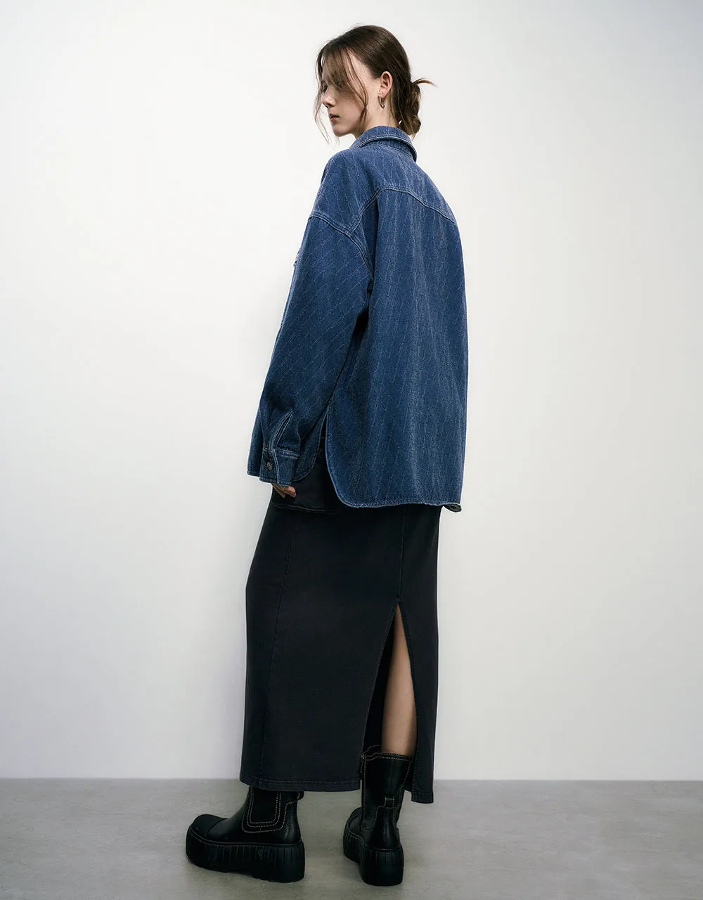 Button Up Straight Denim Jacket sold by Urban Revivo product image thumbnail 4