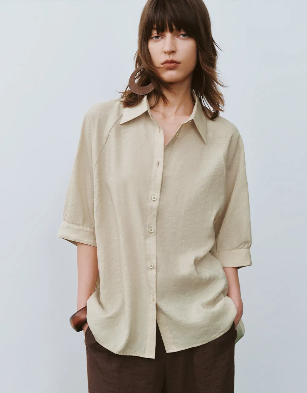 Button Up Straight Shirt sold by Urban Revivo