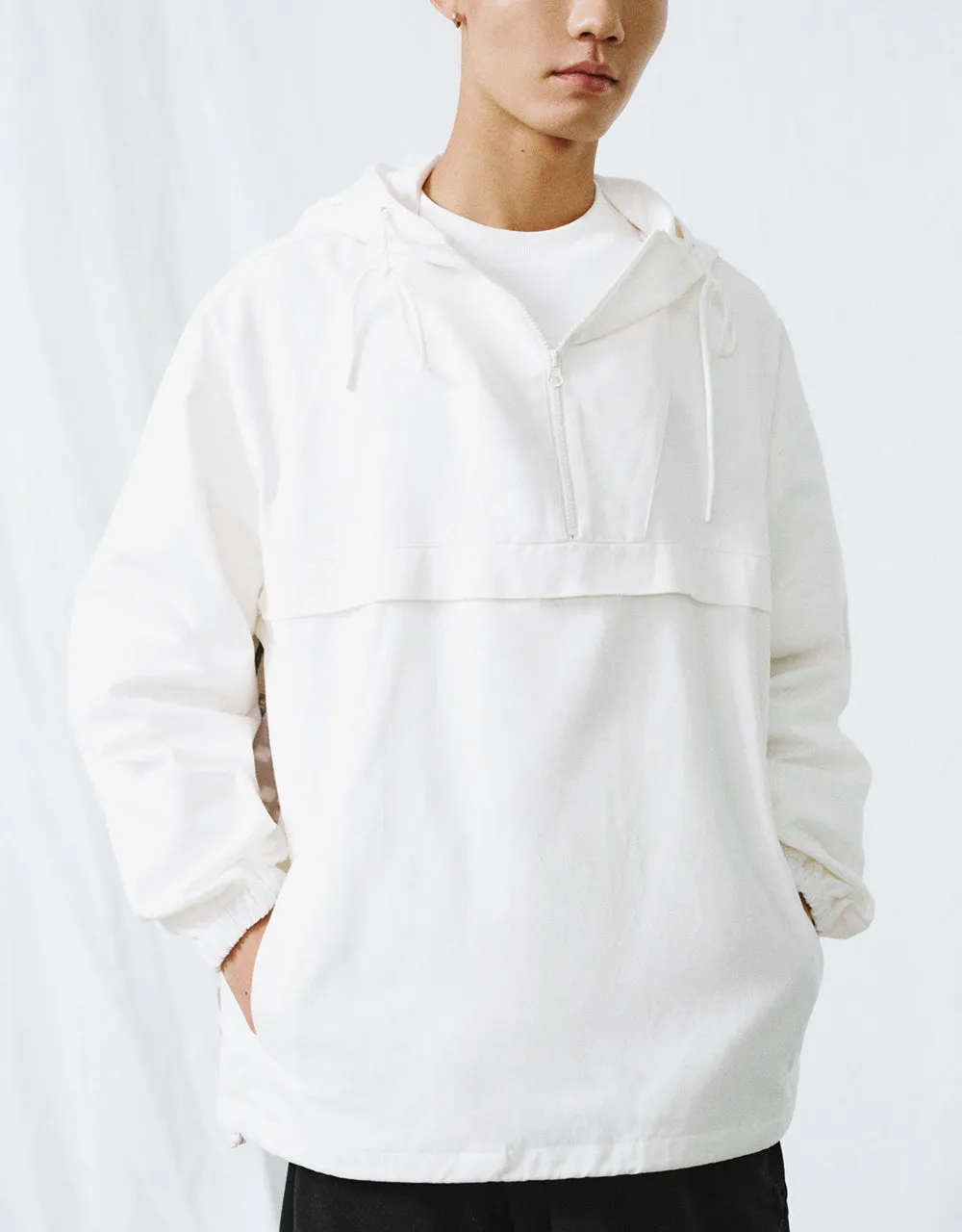 Zip Half Placket Hooed Overhead Shirt sold by Urban Revivo product image thumbnail 2
