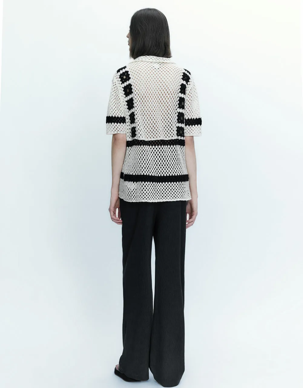 Pointelle Lapel Knitted Cardigan sold by Urban Revivo product image thumbnail 4