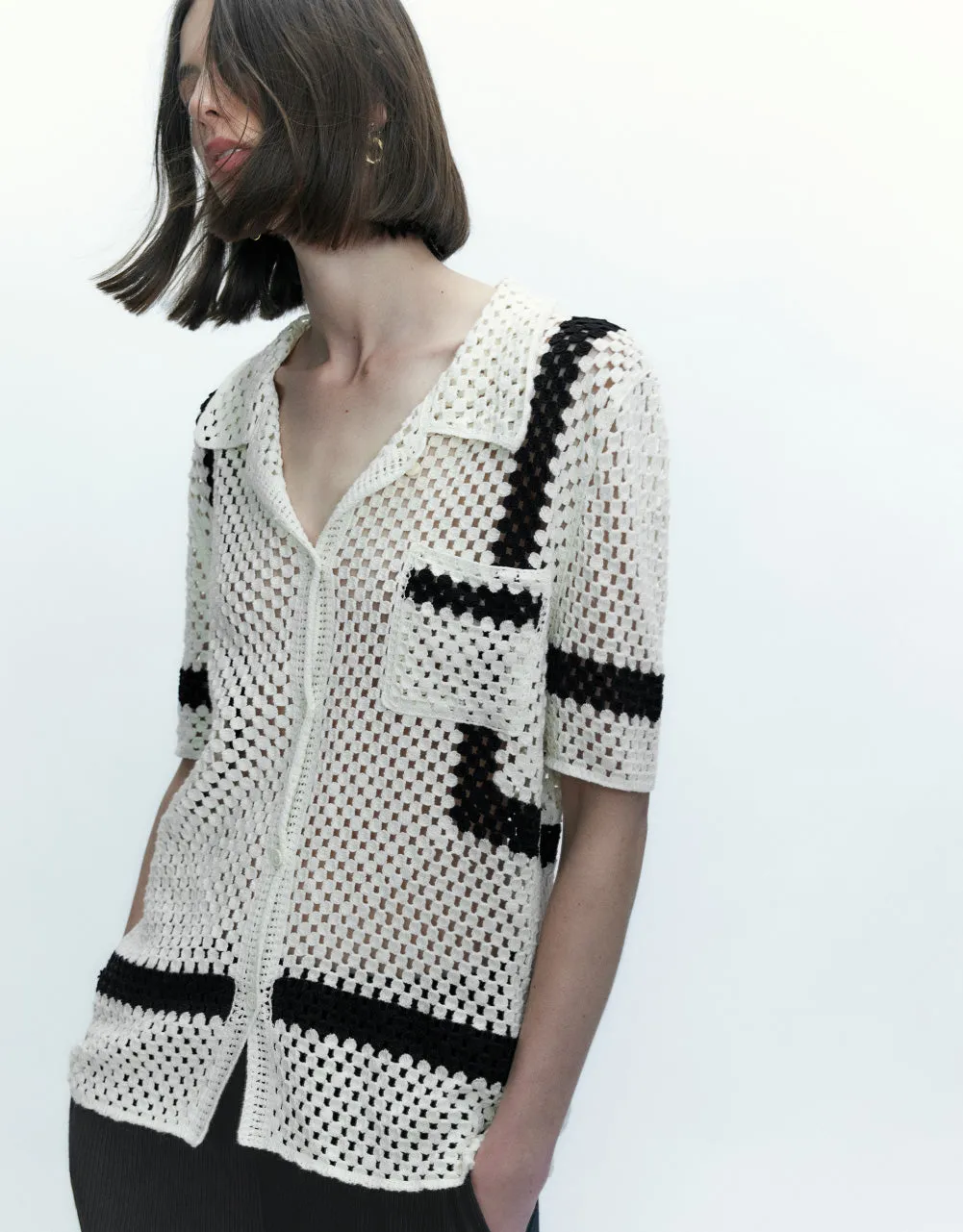 Pointelle Lapel Knitted Cardigan sold by Urban Revivo product image thumbnail 3