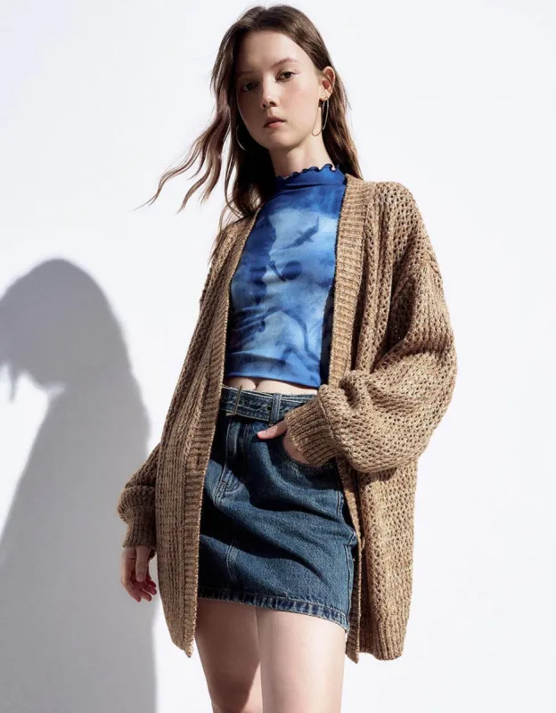 Drop Shoulder Sleeve V-Neck Knitted Cardigan sold by Urban Revivo