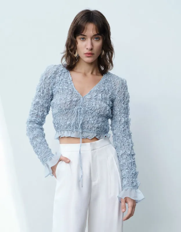 Tie Front V-Neck Blouse sold by Urban Revivo