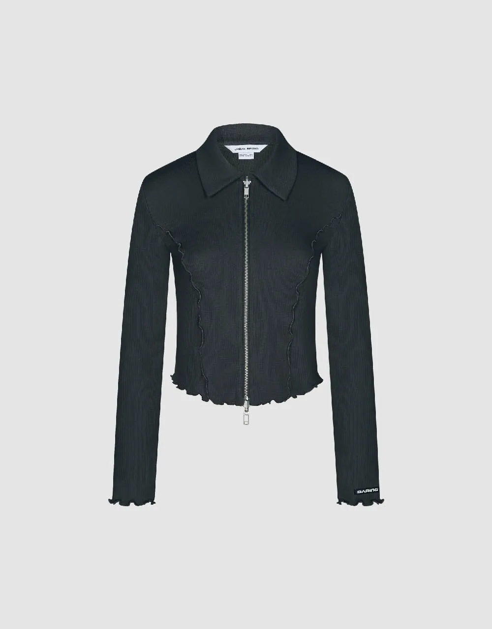 Lettuce Trim Zipper Front Skinny Shirt sold by Urban Revivo product image thumbnail 2