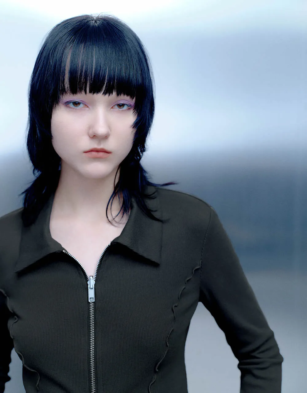 Lettuce Trim Zipper Front Skinny Shirt sold by Urban Revivo product image thumbnail 4