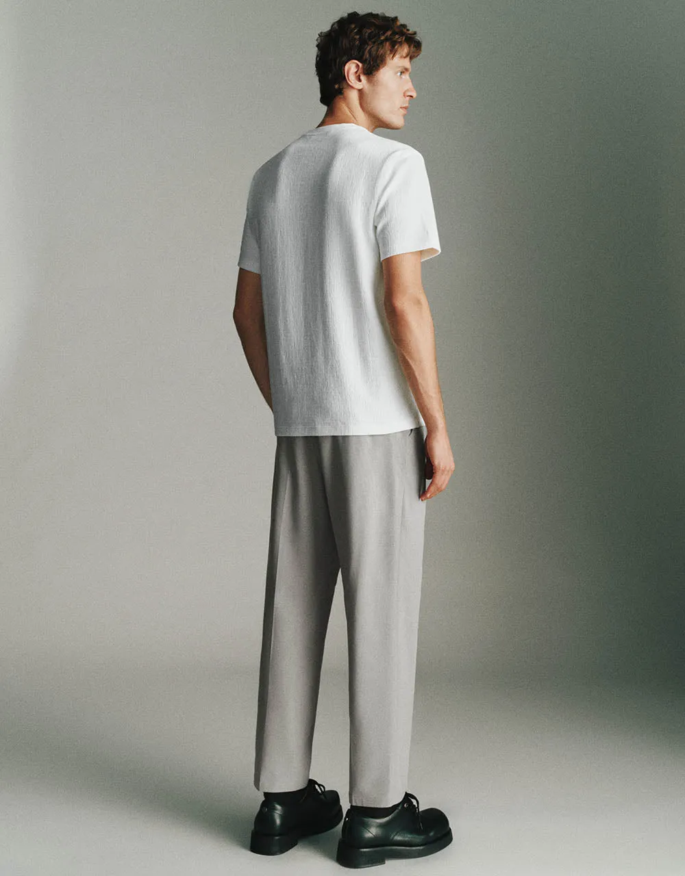 Textured Crew Neck Knitted T-Shirt sold by Urban Revivo product image thumbnail 5