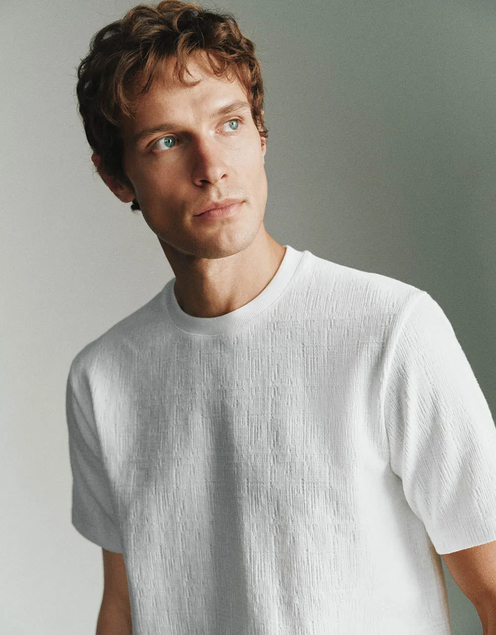 Textured Crew Neck Knitted T-Shirt sold by Urban Revivo product image thumbnail 4