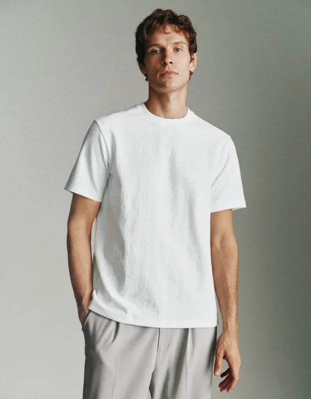 Textured Crew Neck Knitted T-Shirt sold by Urban Revivo
