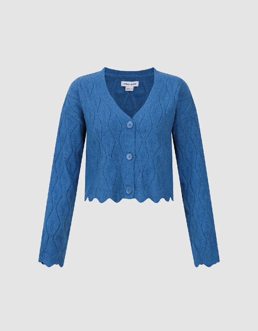 Wave Trim V-Neck Knitted Cardigan sold by Urban Revivo product image thumbnail 2