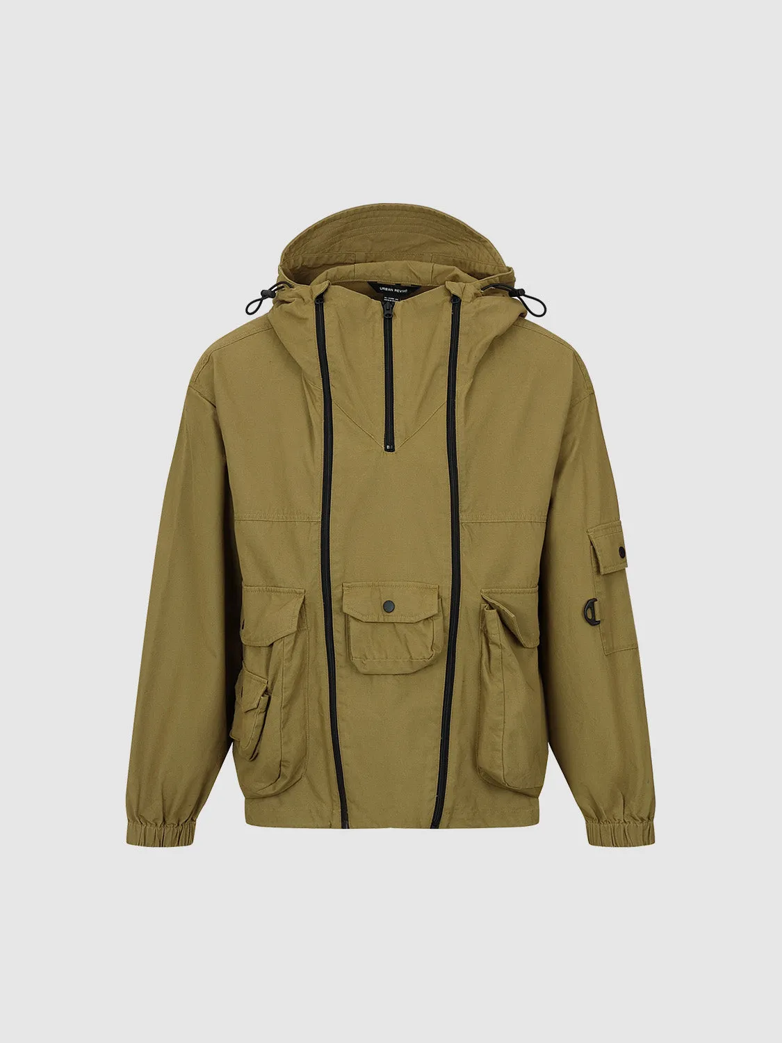 Zip Half Placket Hooded Jacket sold by Urban Revivo product image thumbnail 2