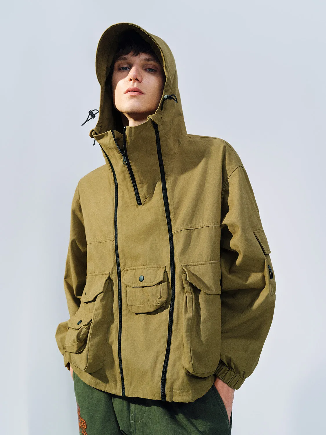 Zip Half Placket Hooded Jacket sold by Urban Revivo