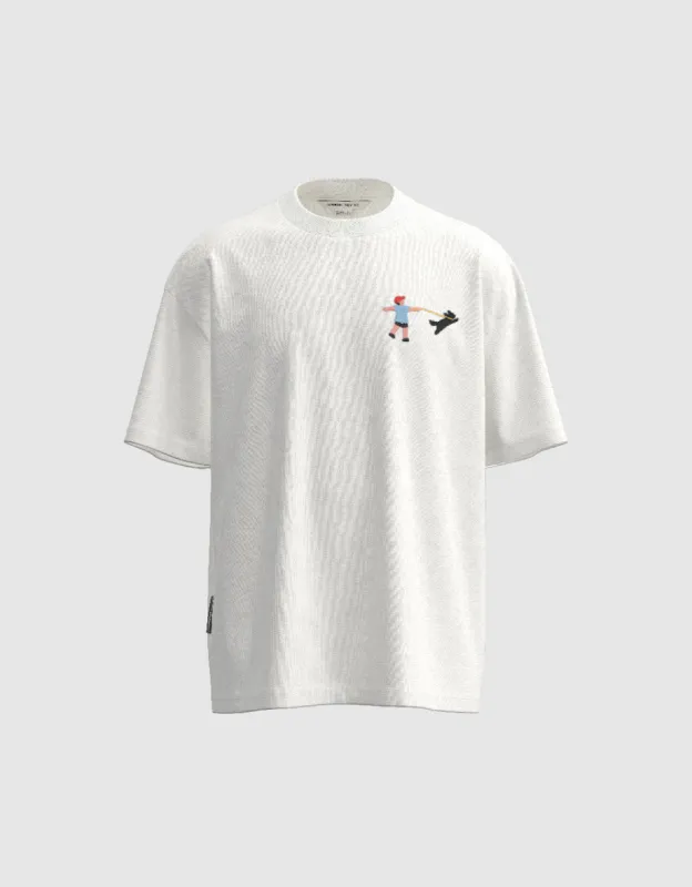Cartoon Embossed Crew Neck Straight T-Shirt sold by Urban Revivo