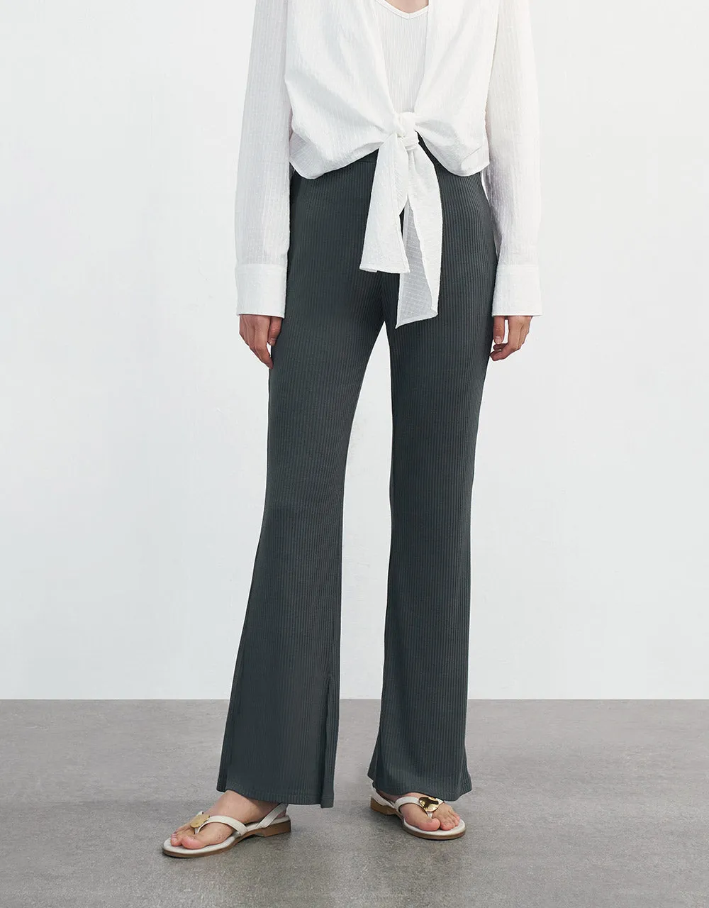 Ribbed Knit Flare Pants sold by Urban Revivo product image thumbnail 2