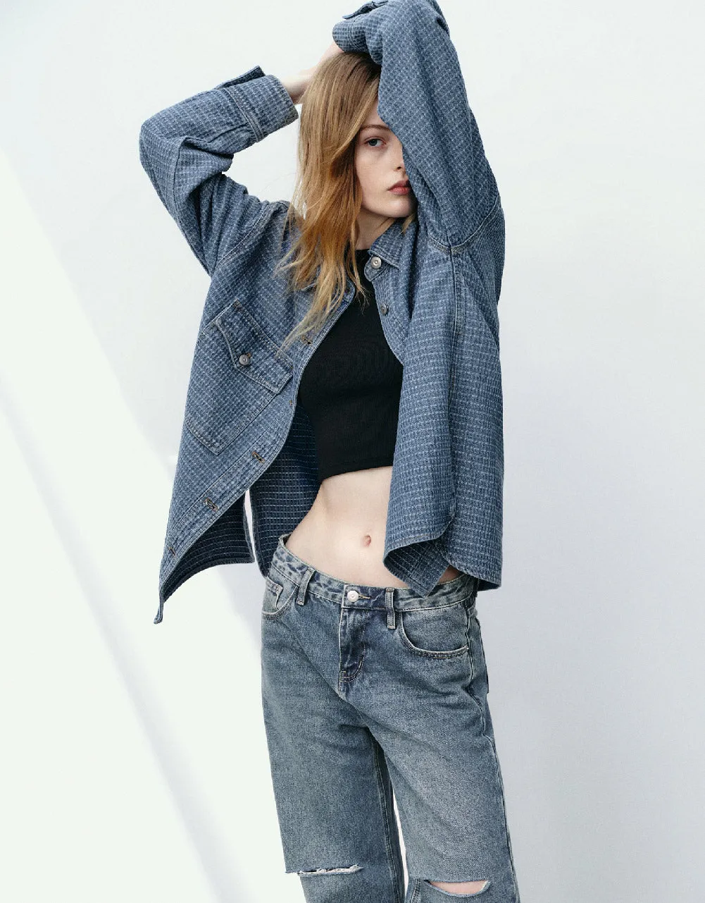 Button Up Denim Shirt sold by Urban Revivo product image thumbnail 3