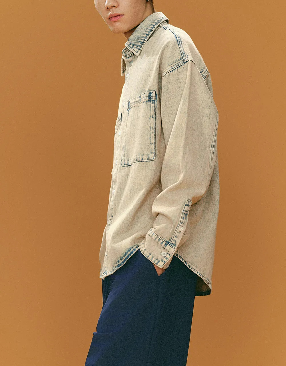 Button Up Denim Shirt sold by Urban Revivo product image thumbnail 3