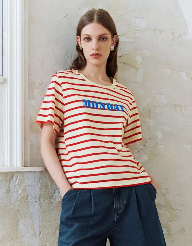 Letter Printed Crew Neck Straight T-Shirt sold by Urban Revivo