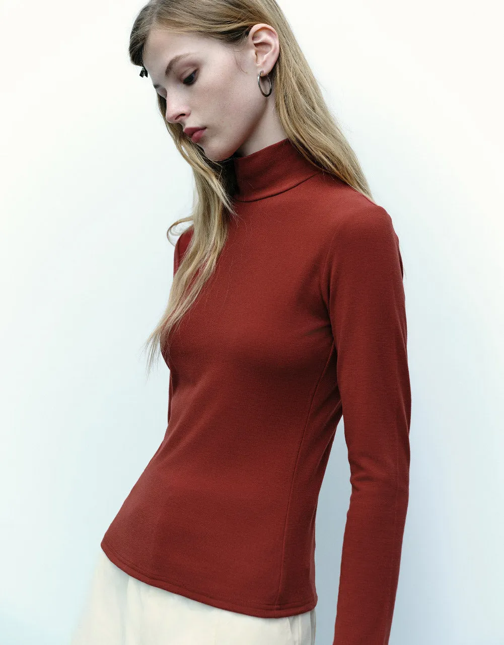 Basic Stand Collar Skinny Knitted T-Shirt sold by Urban Revivo product image thumbnail 3