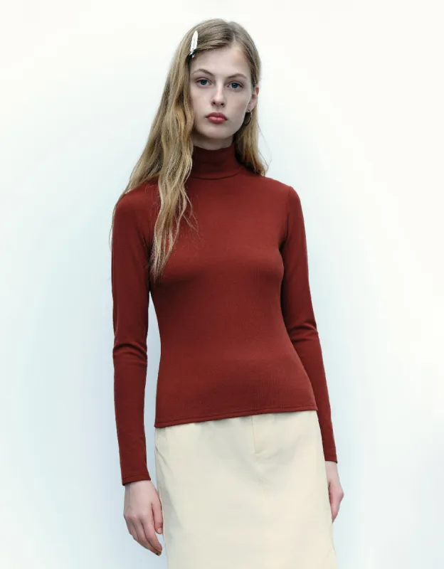 Basic Stand Collar Skinny Knitted T-Shirt sold by Urban Revivo