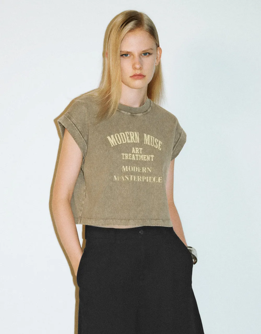 Printed Crew Neck Tank Top sold by Urban Revivo