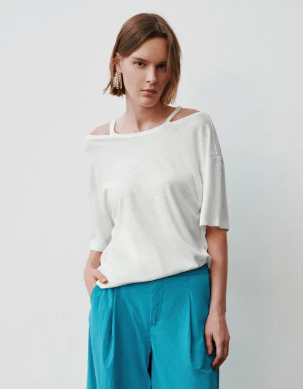 Cold Shoulder Crew Neck Loose T-Shirt sold by Urban Revivo