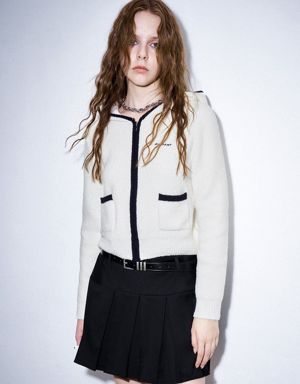 Zipper Front Knitted T-Shirt sold by Urban Revivo