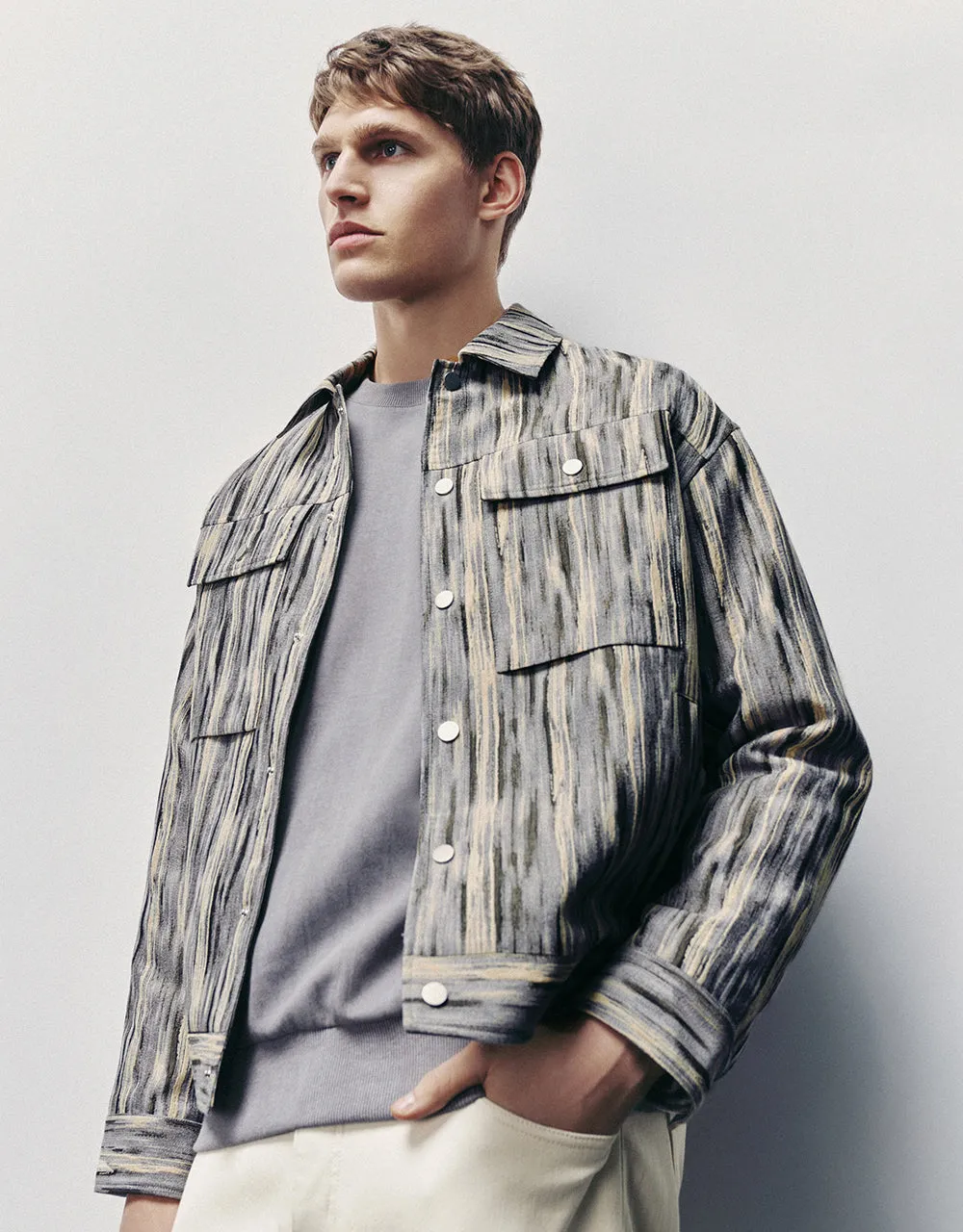 Printed Loose Straight Jacket sold by Urban Revivo