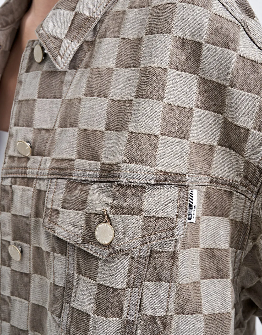 Checkered Denim Jacket sold by Urban Revivo product image thumbnail 3
