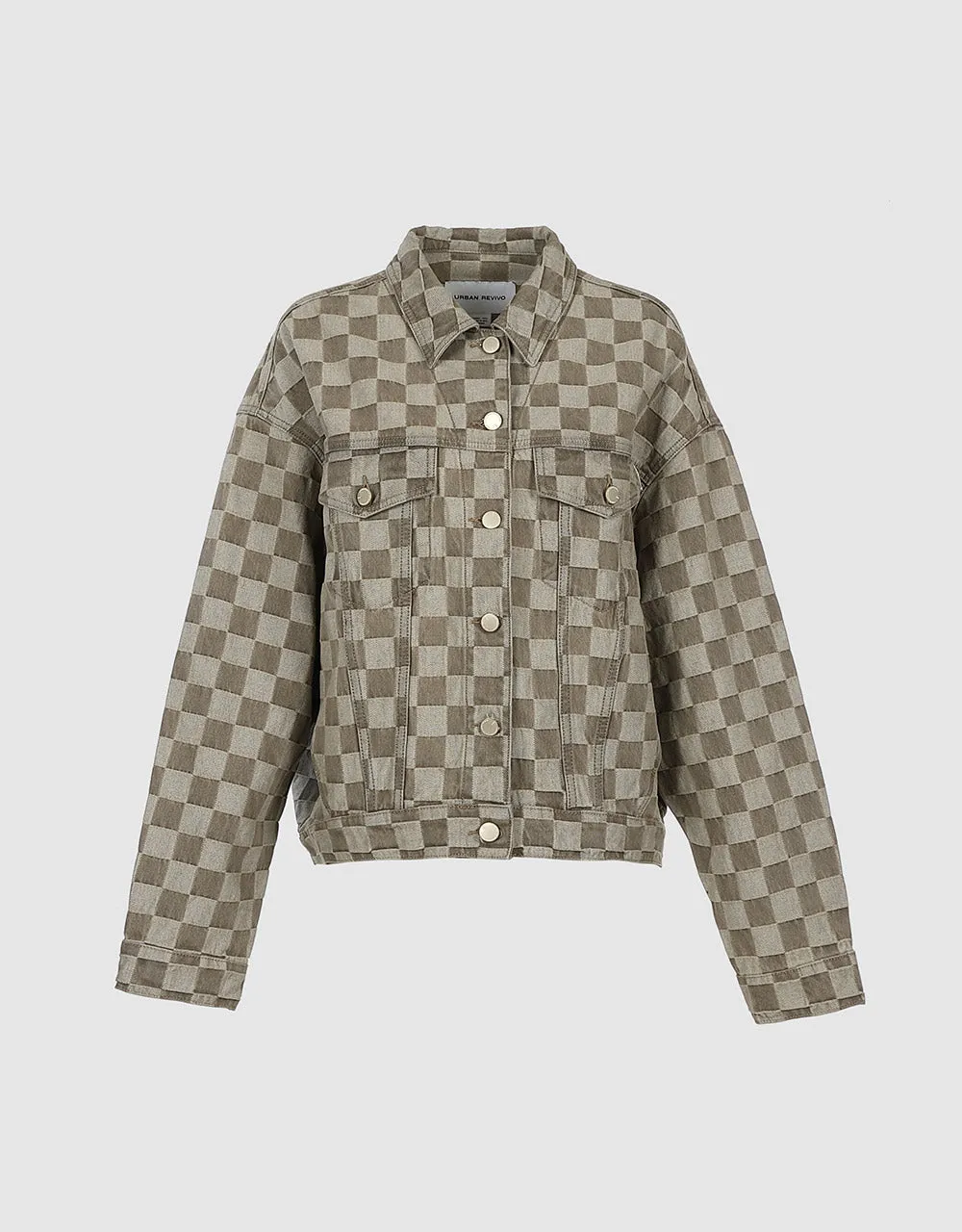 Checkered Denim Jacket sold by Urban Revivo