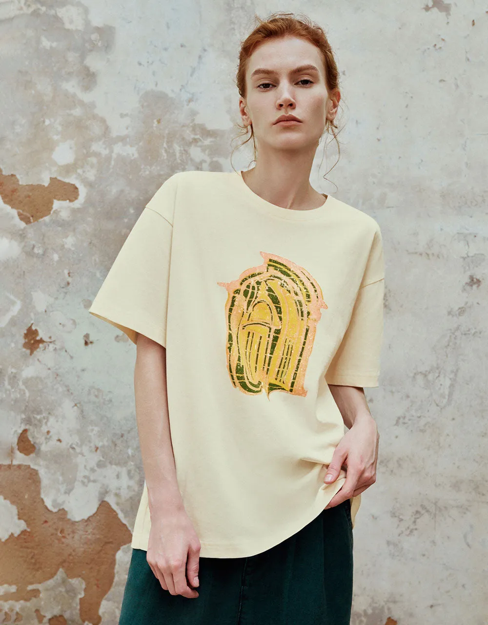 Printed Crew Neck Straight T-Shirt sold by Urban Revivo