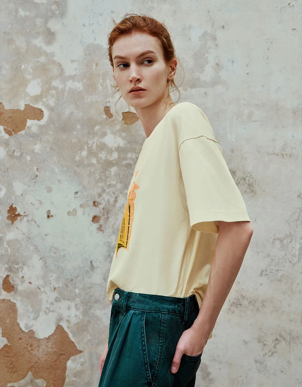 Printed Crew Neck Straight T-Shirt sold by Urban Revivo product image thumbnail 3