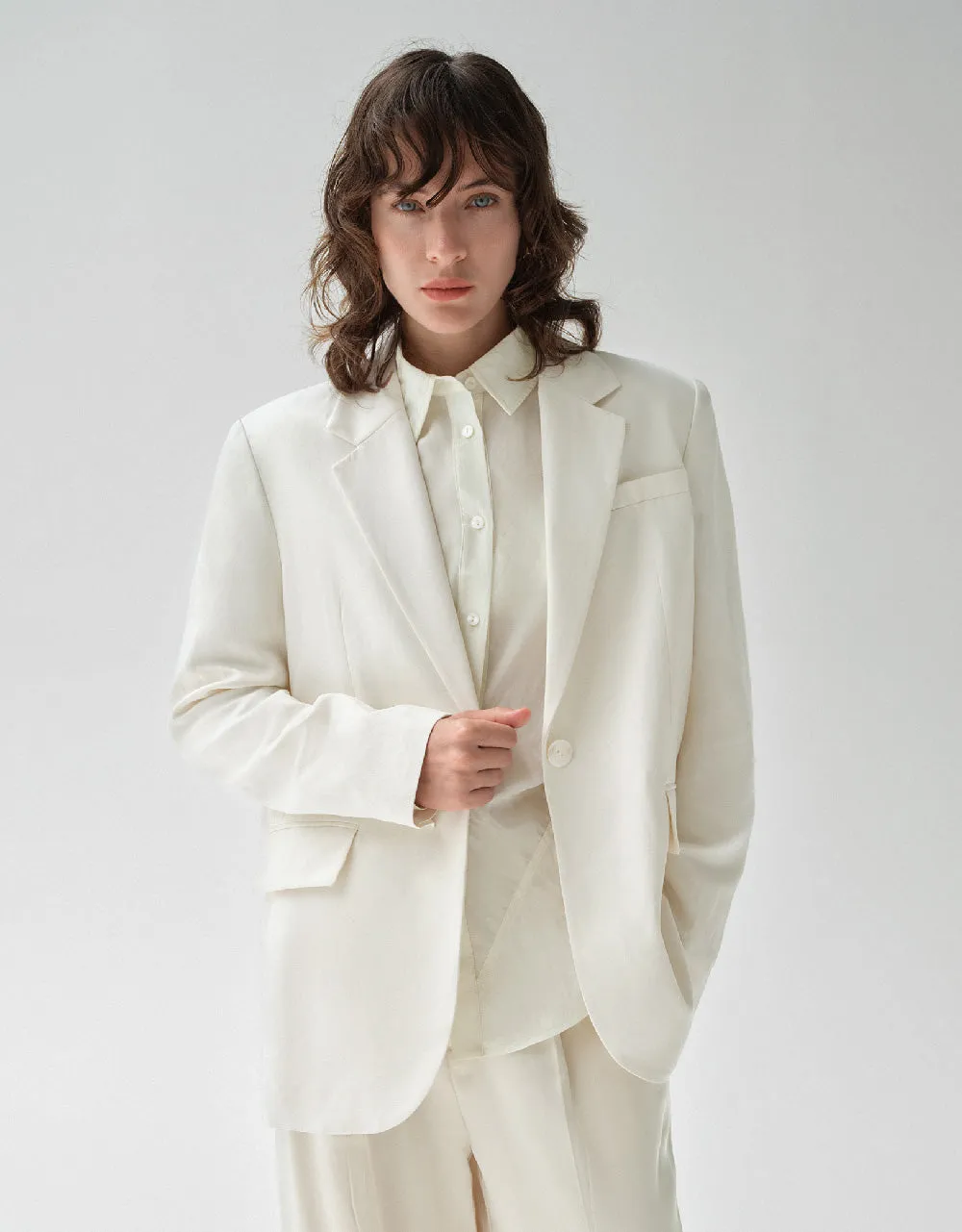 Notch Lapel Straight Blazer sold by Urban Revivo