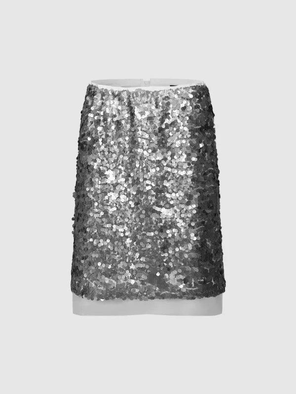 Sequins Mini A-Line Skirt made by Urban Revivo