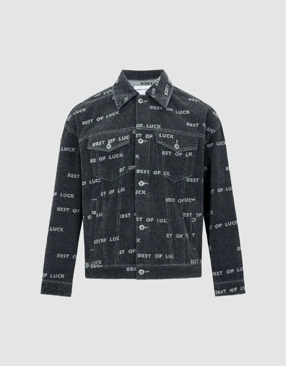 Letter Printed Denim Jacket sold by Urban Revivo
