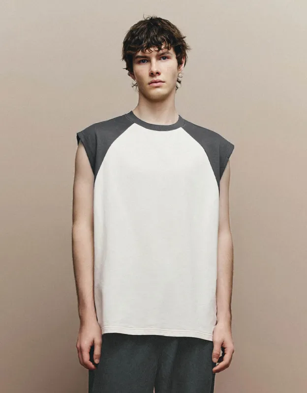 Two Toned Crew Neck Loose Tank Top sold by Urban Revivo