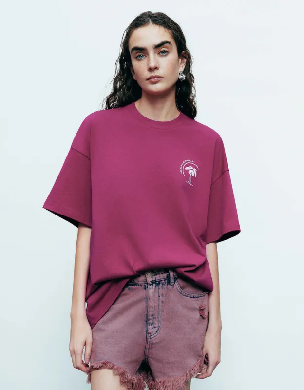 Printed Crew Neck Loose T-Shirt sold by Urban Revivo