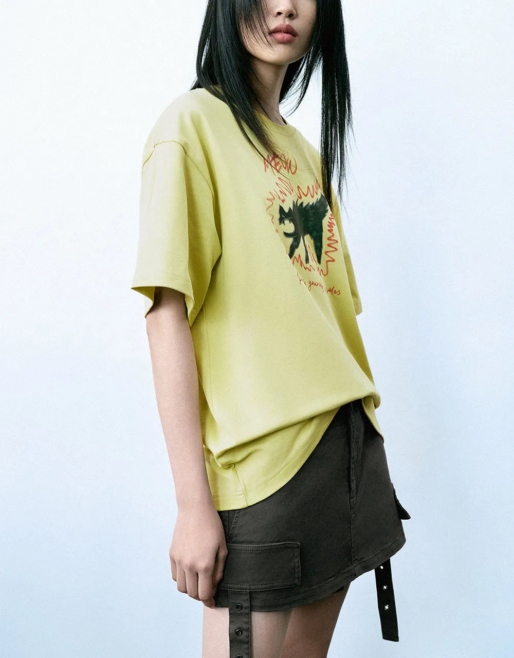 Printed Crew Neck Loose T-Shirt sold by Urban Revivo product image thumbnail 3