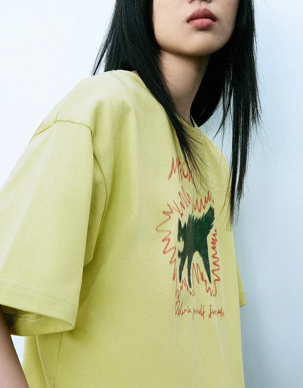 Printed Crew Neck Loose T-Shirt sold by Urban Revivo product image thumbnail 4