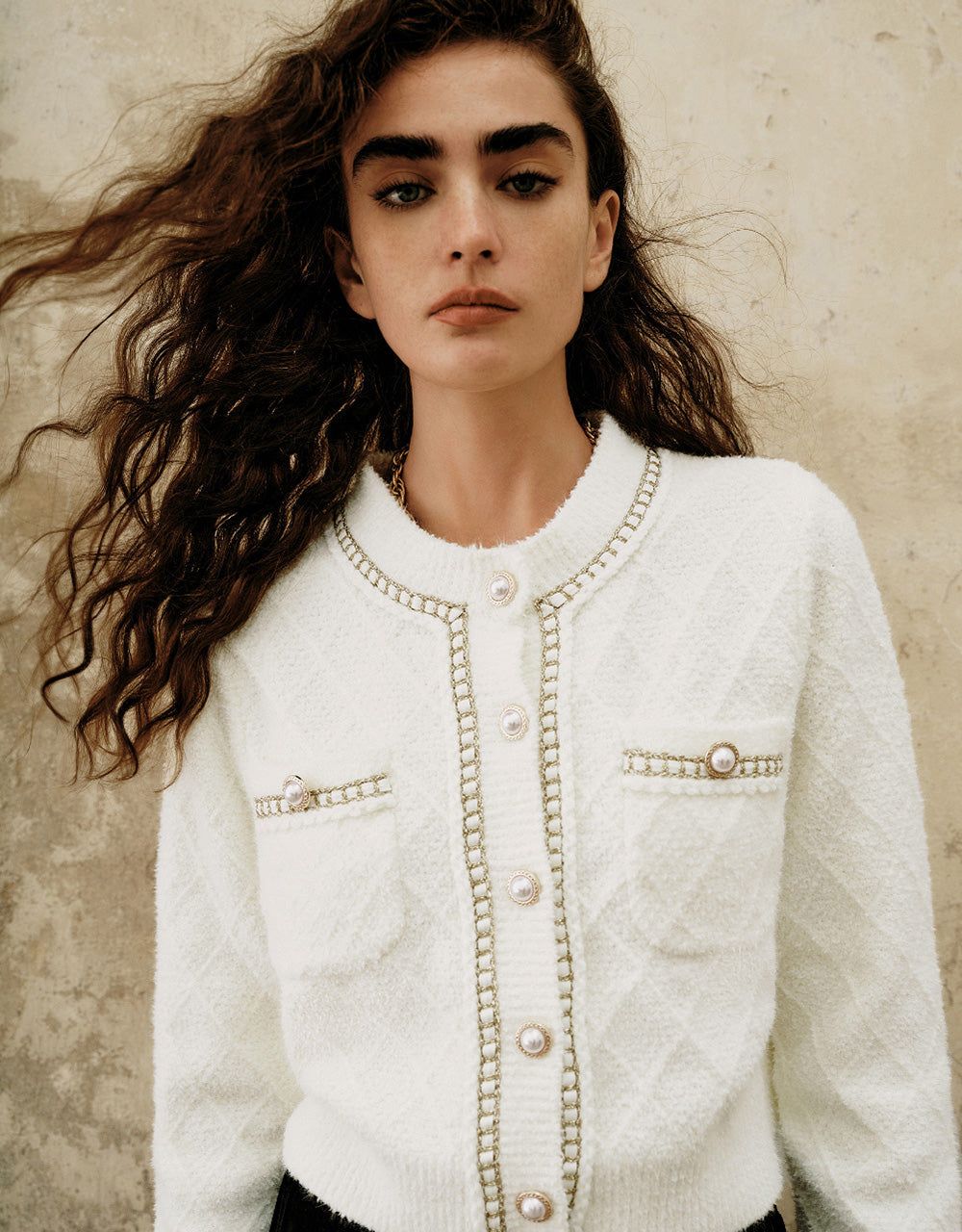 Tweed Chain Detail Knitted Cardigan sold by Urban Revivo product image thumbnail 5