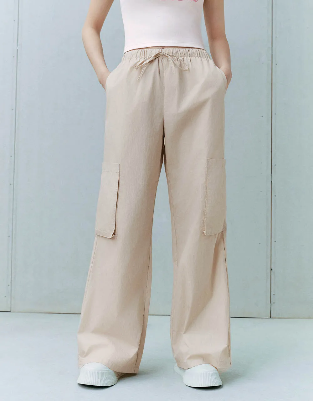 Drawstring Waist Wide-Leg Pants sold by Urban Revivo product image thumbnail 2
