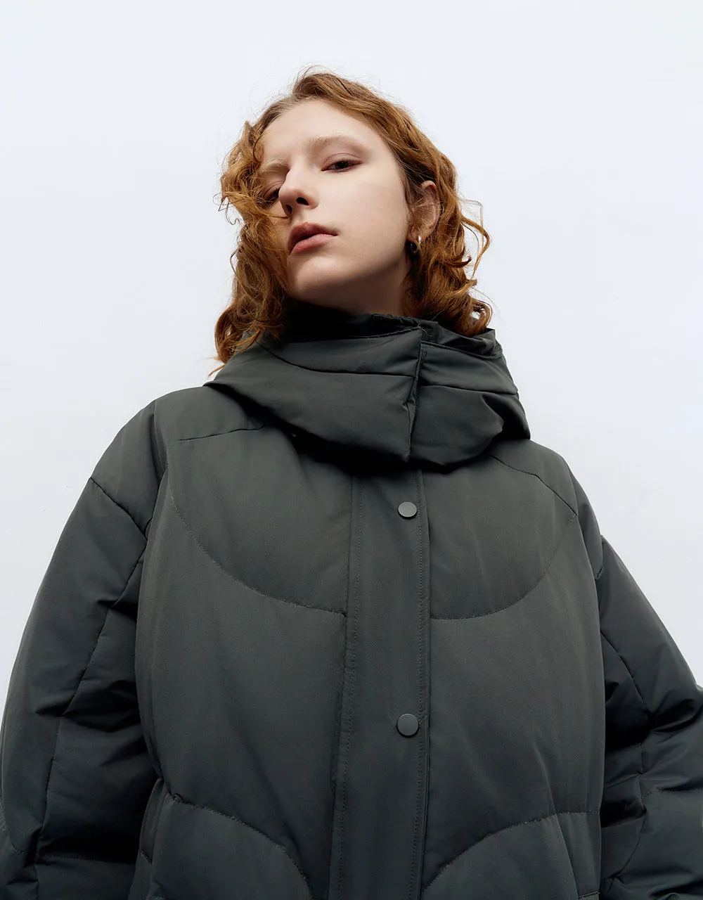 Drop Shoulder Sleeve Hooed Down Jacket sold by Urban Revivo product image thumbnail 5