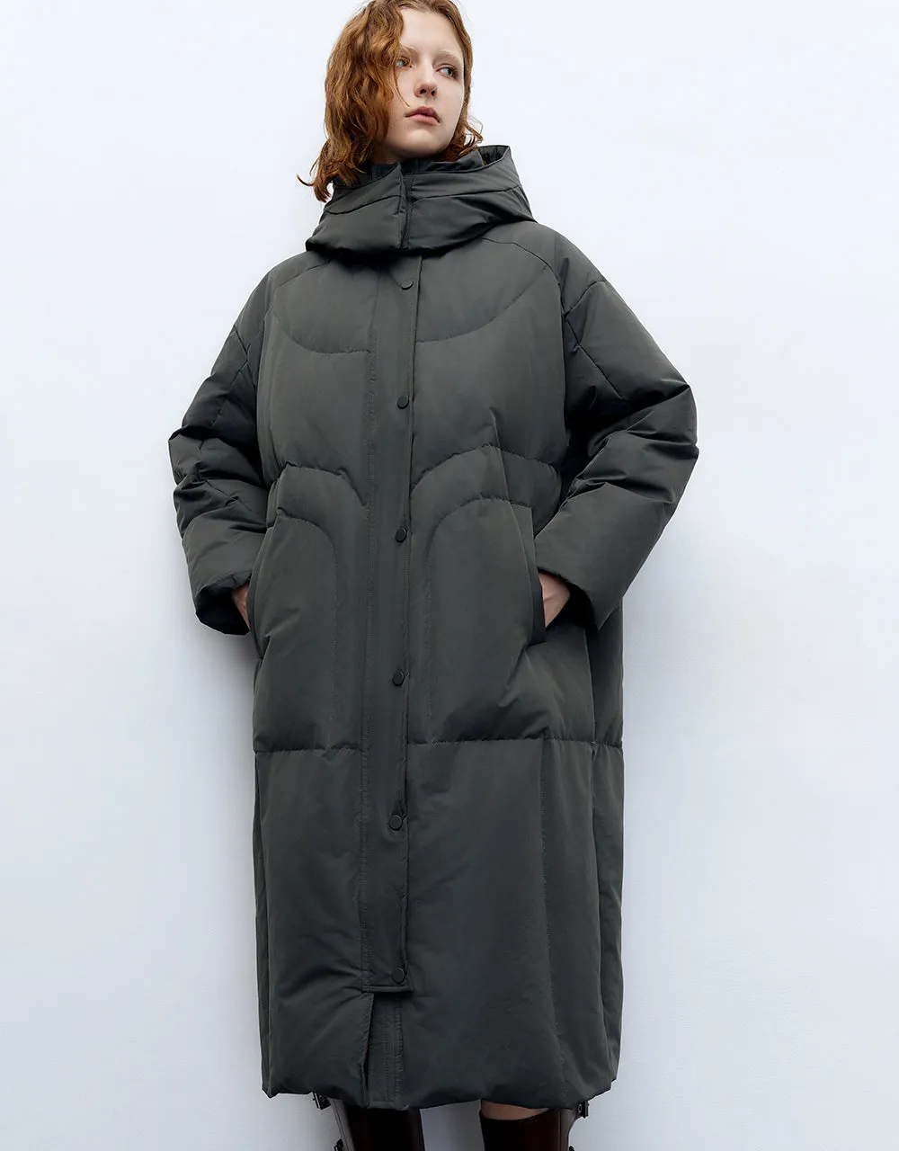 Drop Shoulder Sleeve Hooed Down Jacket sold by Urban Revivo product image thumbnail 3