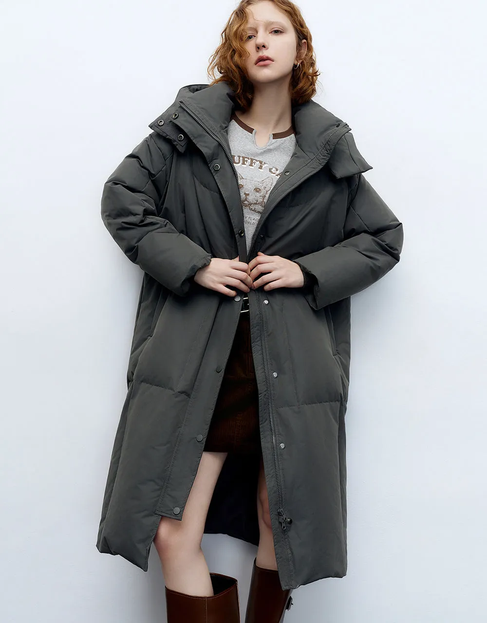Drop Shoulder Sleeve Hooed Down Jacket sold by Urban Revivo