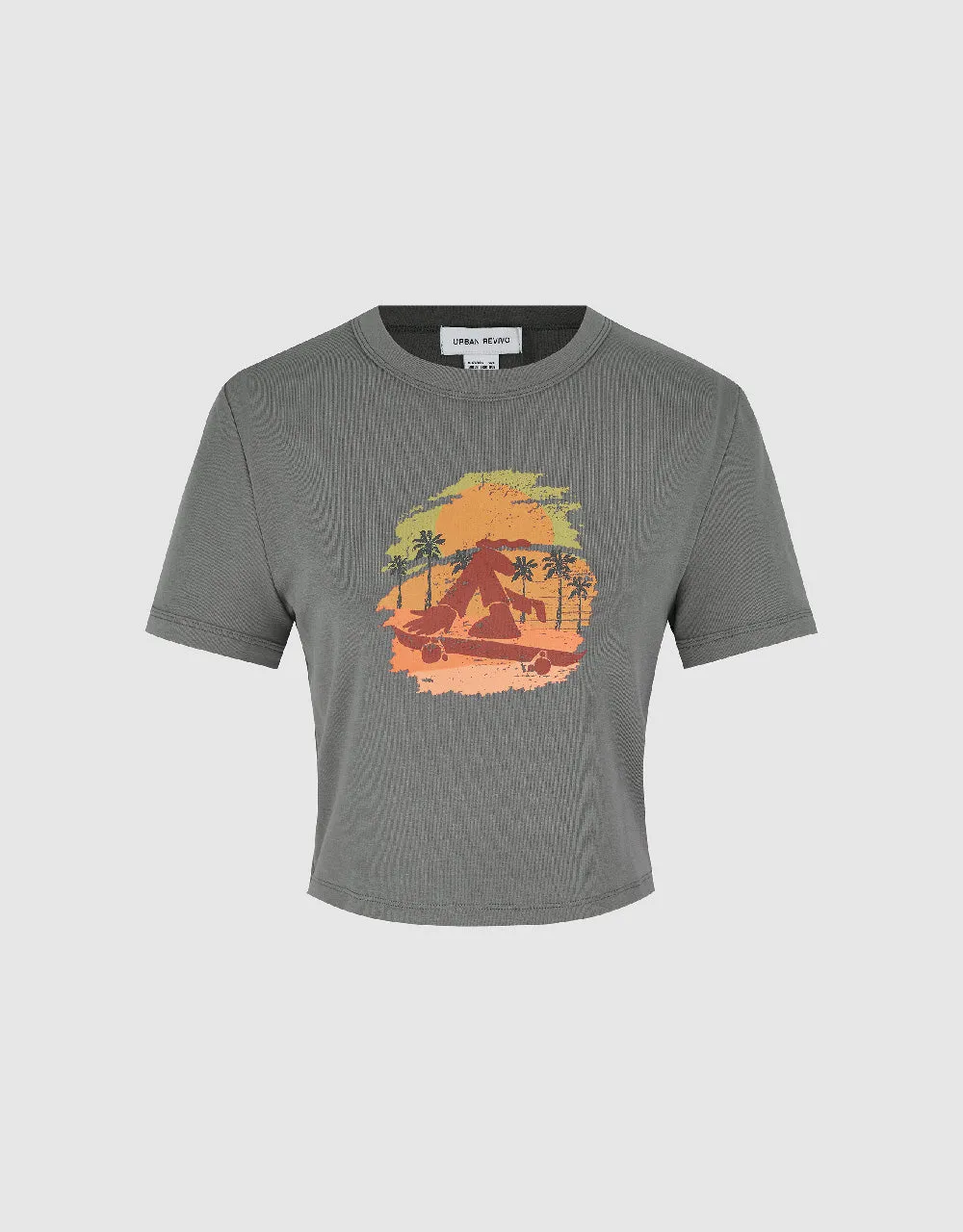 Printed Crew Neck Skinny T-Shirt sold by Urban Revivo product image thumbnail 2