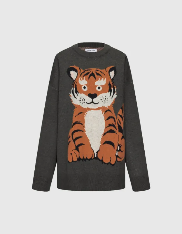 Tiger Embroidered Knitted T-Shirt sold by Urban Revivo