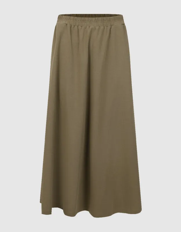 Elastic Waist Midi A-Line Skirt sold by Urban Revivo