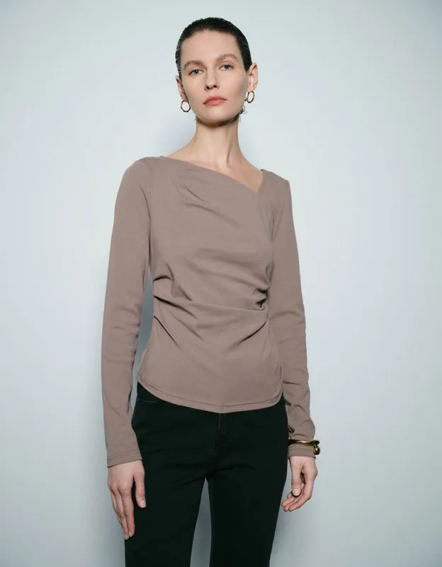 Ruched Skinny Knitted T-Shirt sold by Urban Revivo