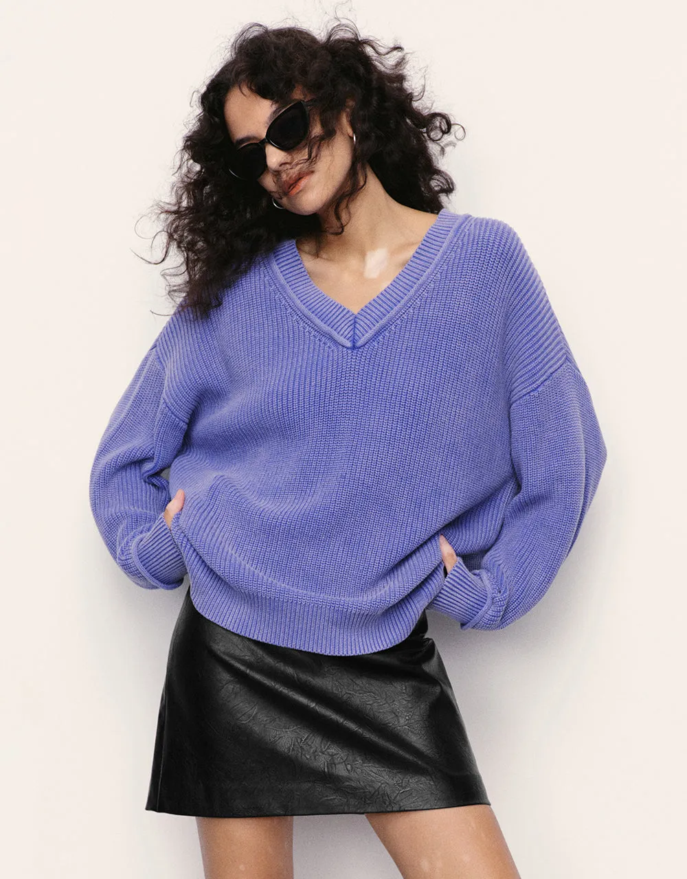 V-Neck Knitted T-Shirt sold by Urban Revivo